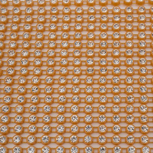 Crystal Lane Rhinestone Trim - ss12 (3mm) - Gold Casing/ Crystal (10yd)