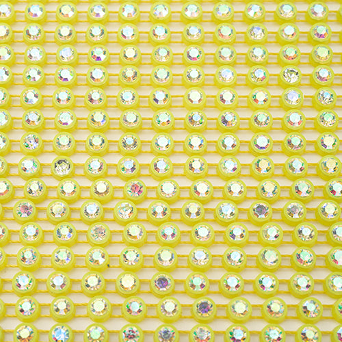 Crystal Lane Rhinestone Trim - ss12 (3mm) - Bright Yellow Casing/ Crystal AB (10