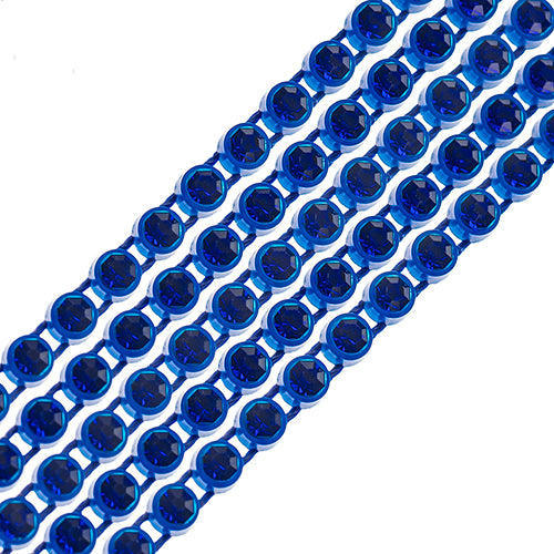 Crystal Lane Rhinestone Trim - ss8 (2.3mm) - Navy Casing/ Sapphire (1yd)
