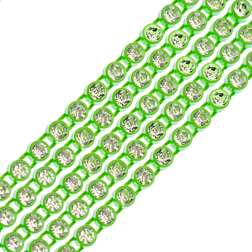 Crystal Lane Rhinestone Trim - ss8 (2.3mm) - Mint Casing/ Crystal (1yd)