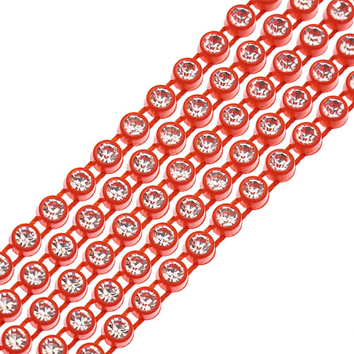 Crystal Lane Rhinestone Trim - ss8 (2.3mm) - Tangerine Casing/ Crystal (1yd)