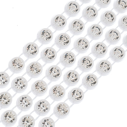 Crystal Lane Rhinestone Trim - ss12 (3mm) - White Casing/ Crystal (1yd)