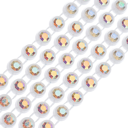 Crystal Lane Rhinestone Trim - ss12 (3mm) - White Casing/ Crystal AB (1yd)
