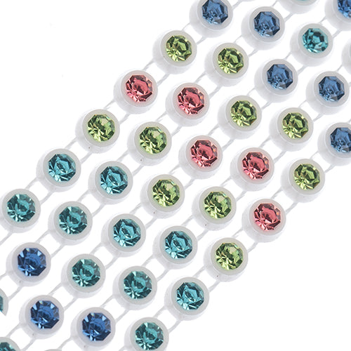 Crystal Lane Rhinestone Trim - ss12 (3mm) - White Casing/ Light Multi (1yd)