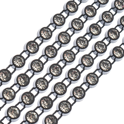Crystal Lane Rhinestone Trim - ss12 (3mm) - Black Casing/ Crystal (1yd)