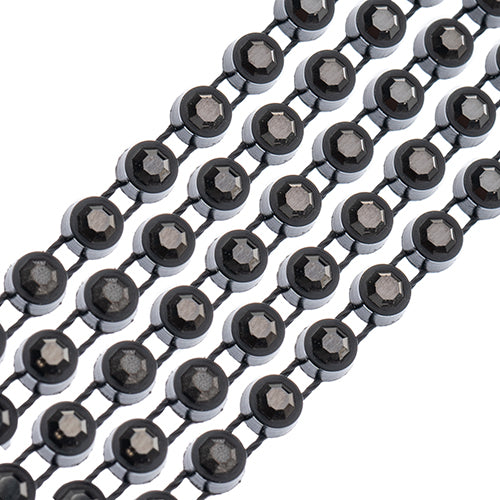 Crystal Lane Rhinestone Trim - ss12 (3mm) - Black Casing/Hematite (1yd)