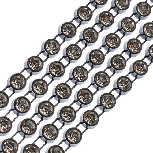Crystal Lane Rhinestone Trim - ss12 (3mm) - Grey Casing/ Crystal (1yd)