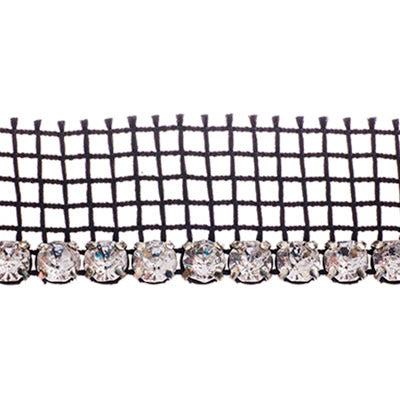 Czech Glass Net Edge Trim - ss19 (4.4mm) - 1 Row - Crystal - Silver (1m)