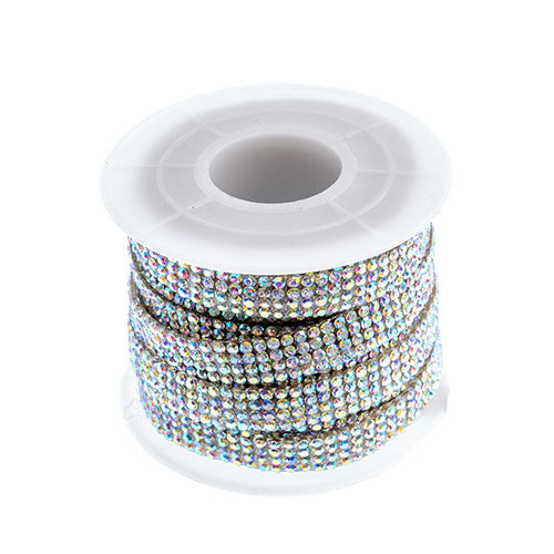 Glass Stone Trim Hot Fix - 4 Rows - Crystal AB (5m)