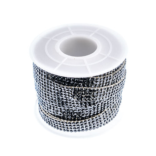 Glass Stone Trim Hot Fix - 4 Rows - Jet (5m)