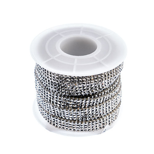 Glass Stone Trim Hot Fix - 4 Rows - Hematite (5m)