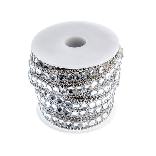 Glass Stone Trim Hot Fix - Round - Crystal (5m)