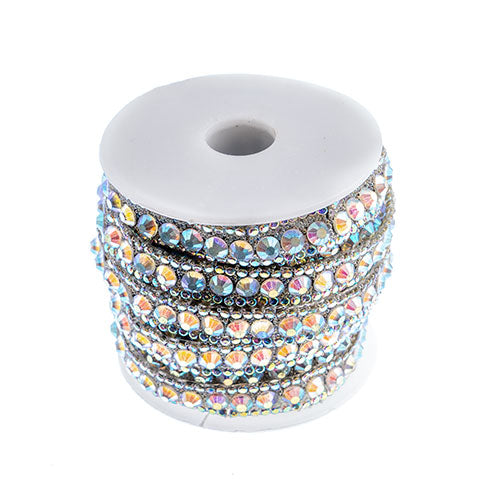 Glass Stone Trim Hot Fix - Round - Crystal AB (5m)