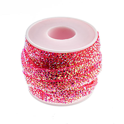 Resin Trim Hot Fix - Crystal Crush - Dark Pink AB (5m)