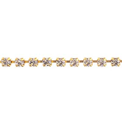Rhinestone Chain - ss8.5 (2.4mm) - Crystal AB - Raw Brass (1m)
