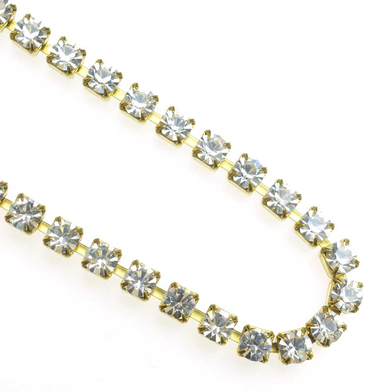 Rhinestone CupChain - 4.4mm (ss18) Prong Set Rhinestone Chain - Crystal - Raw Br