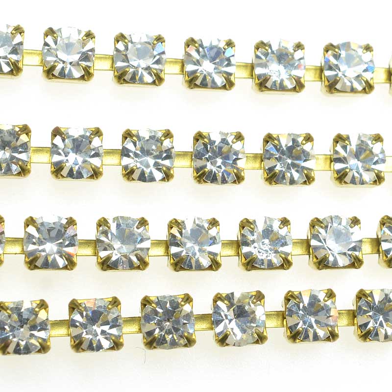Rhinestone CupChain - 4.4mm (ss18) Prong Set Rhinestone Chain - Crystal - Raw Br