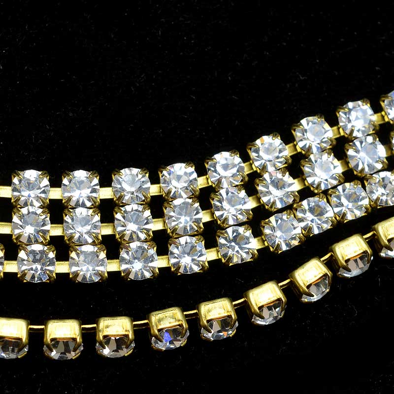 Rhinestone CupChain - 4.4mm (ss18) Prong Set Rhinestone Chain - Crystal - Raw Br