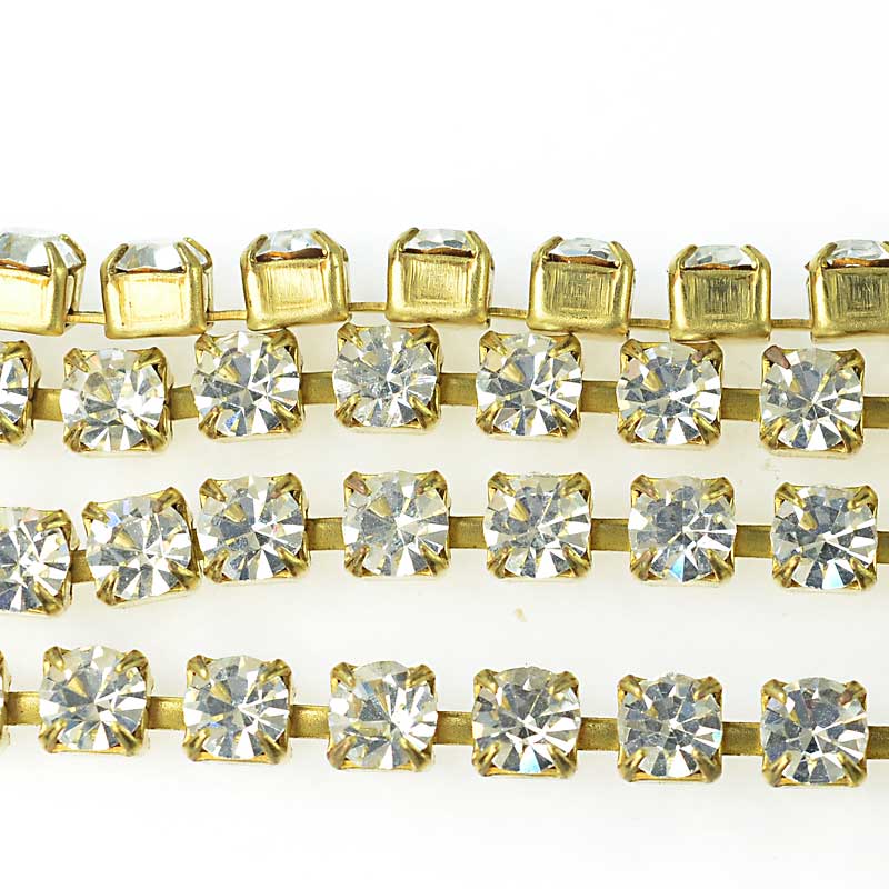 Rhinestone CupChain - 4.4mm (ss18) Prong Set Rhinestone Chain - Crystal - Raw Br