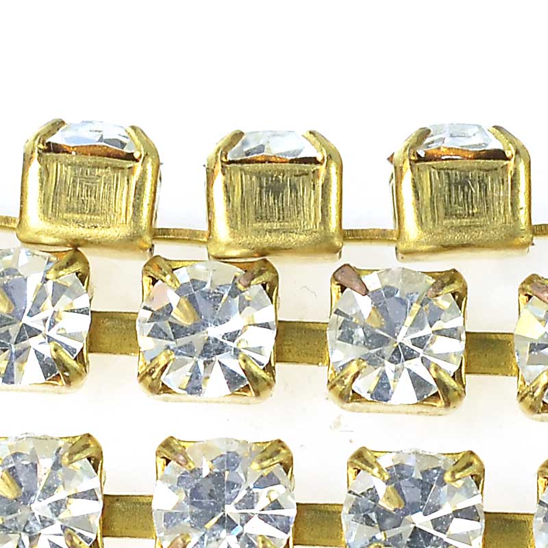 Rhinestone CupChain - 4.4mm (ss18) Prong Set Rhinestone Chain - Crystal - Raw Br