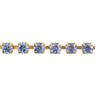 Rhinestone Chain - ss18 (4.1mm) - Light Sapphire - Raw Brass (1m)