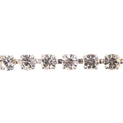 Rhinestone Chain - ss29 (6.14mm) - Crystal - Silver (1m)