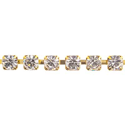 Rhinestone Chain - ss29 (6.14mm) - Crystal - Gold Plated (1m)
