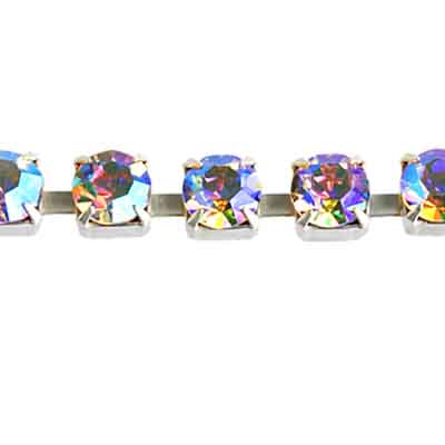 Rhinestone Chain - ss29 (6.14mm) - Crystal AB - Silver (1m)