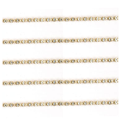 Rhinestone Chain - ss12 (3mm) - Crystal - Gold Plated (1m)