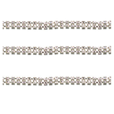 Rhinestone Chain - ss12 (3mm) - 2 Row - Crystal - Silver (1m)