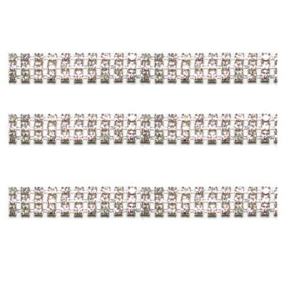 Rhinestone Chain - ss12 (3mm) - 3 row - Crystal - Silver (1m)