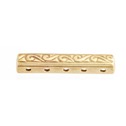 Separator/Connector - 5-Hole Curlicue Bar - Bright Brass