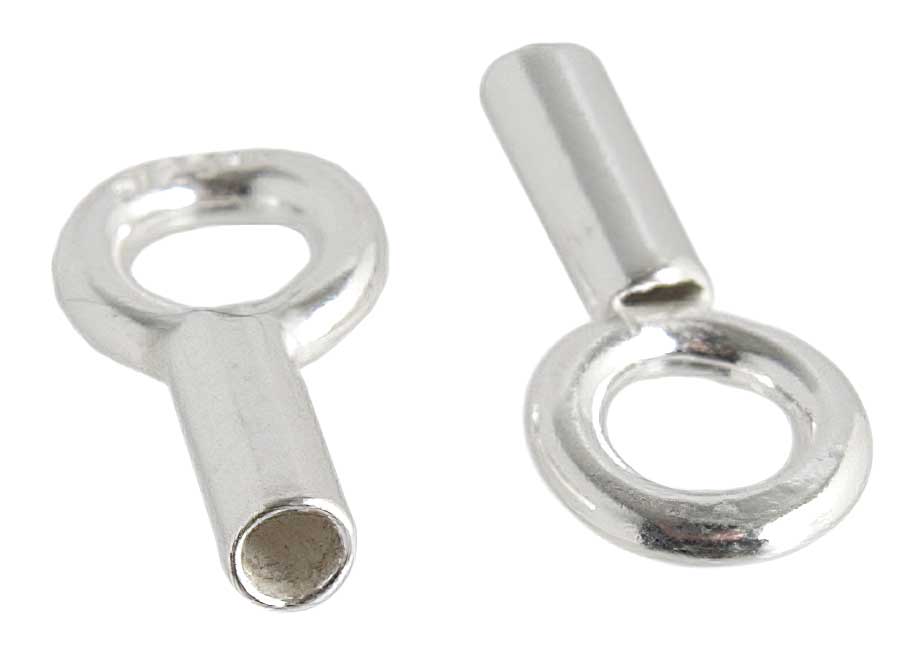 Crimp Tube End - with Single Loop - Sterling (Pair)