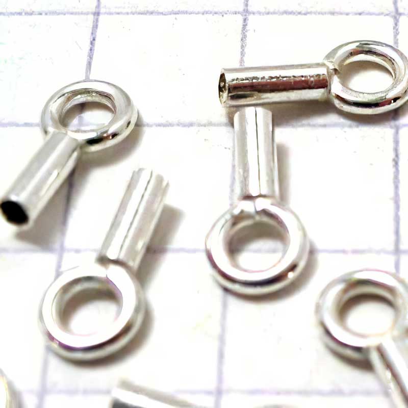 Crimp Tube End - with Single Loop - Sterling (Pair)