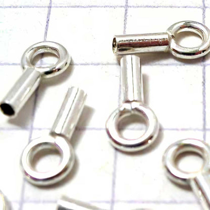 Crimp Tube End - with Single Loop - Sterling (Pair)