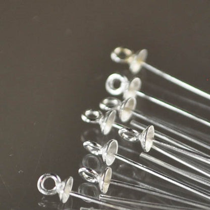 Headpins - 2in / 24ga - Headpin with Loop - Bright Sterling