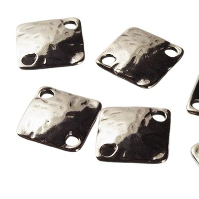 Link - 8mm - Hammered Domed Square - Bright Sterling