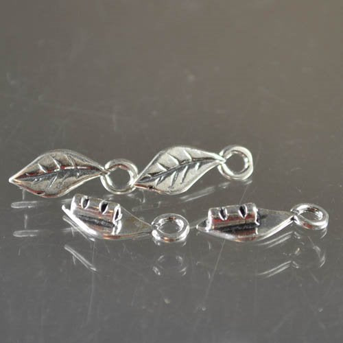 Decorative Crimp End - Small Curved Leaf with Loop - Sterling