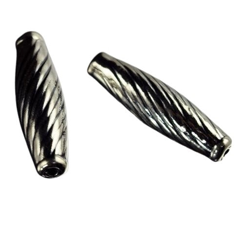 Sterling Beads - Twisted Rice - Bright Sterling
