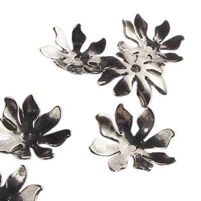 Bead Cap Poinsettia - 12mm - Bright Sterling