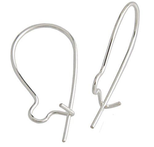 Earring - Plain Kidney Wires - Sterling (2 pairs)
