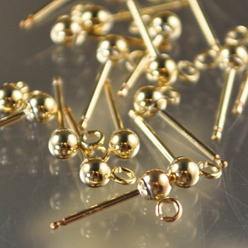 Earring - 3mm Ball Stud with Loop - 14 Kt Gold-filled (Pair)