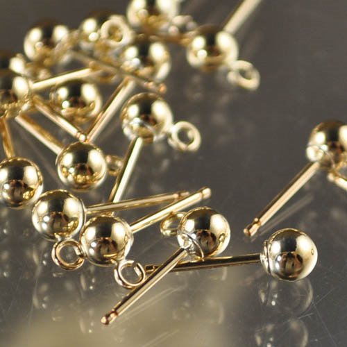 Earring - 4mm Ball Stud with Loop - 14 Kt Gold-filled (Pair)