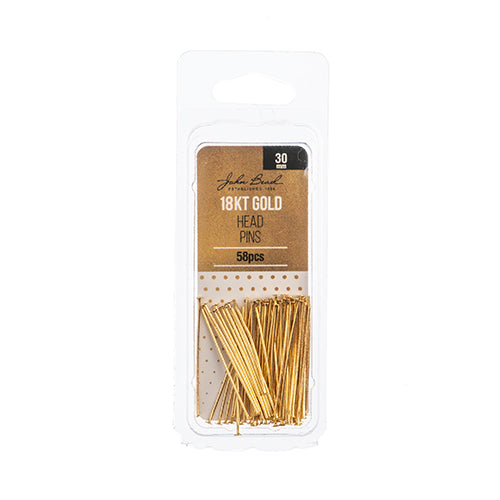 Headpins - 1in / 21ga Flat head - 18kt Goldplated (Pack)