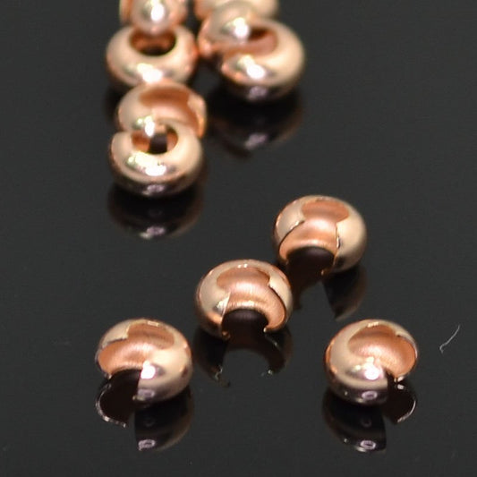 Crimp Bead Covers Smooth - 3mm - 14 Kt Rose Gold-filled (10)