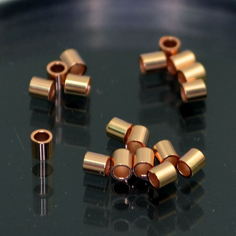 Crimp Tubes - Seamless - 2mm - 14 Kt Rose Gold-filled