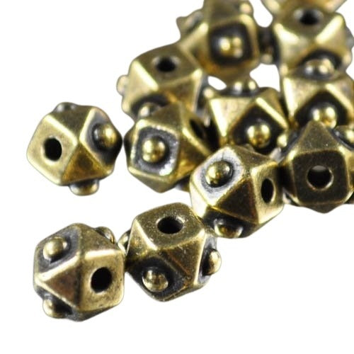 Metal Beads - 6mm - Cornerless Cube with Bumps - Brass Oxide
