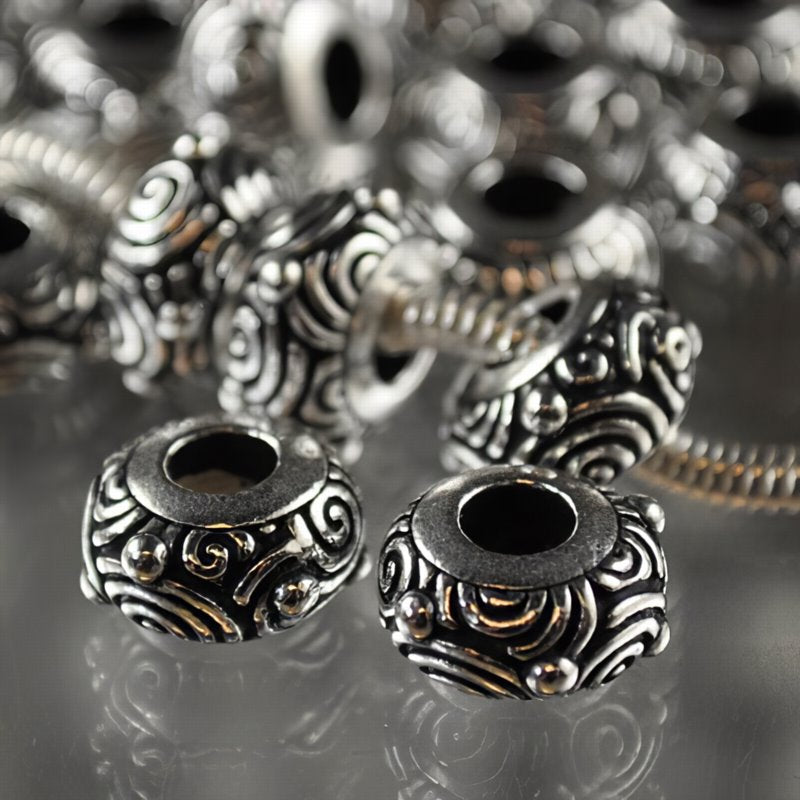 Metal Beads - Pandora/Euro Style -  Spiraly Swirls Spacer - Antiqued Silver