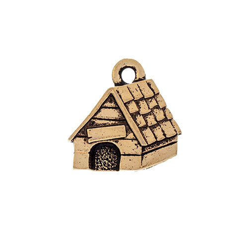 Dog House Charm   Antiqued Gold Each