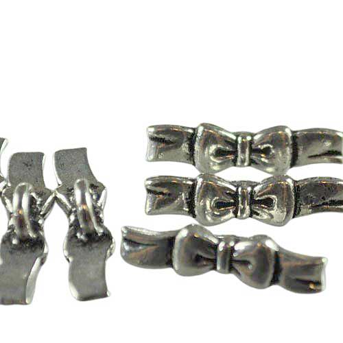 Charm - Christmas Bow - Antiqued Silver